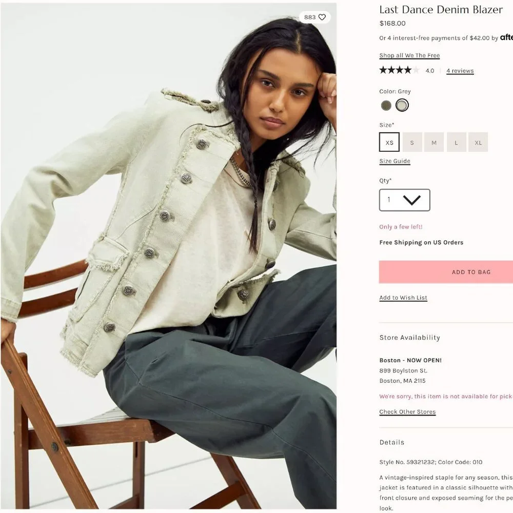Jacket | Free People Military Denim Blazer in Deep Grey Pewter | Captains Jean - Picture 12 of 16